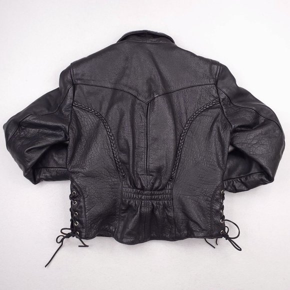 Interstate Leather womens Black leather motorcycle jacket - Picture 4 of 5